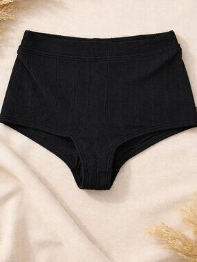 Retro pinup girl high waist textured black bikini bottoms NWT
